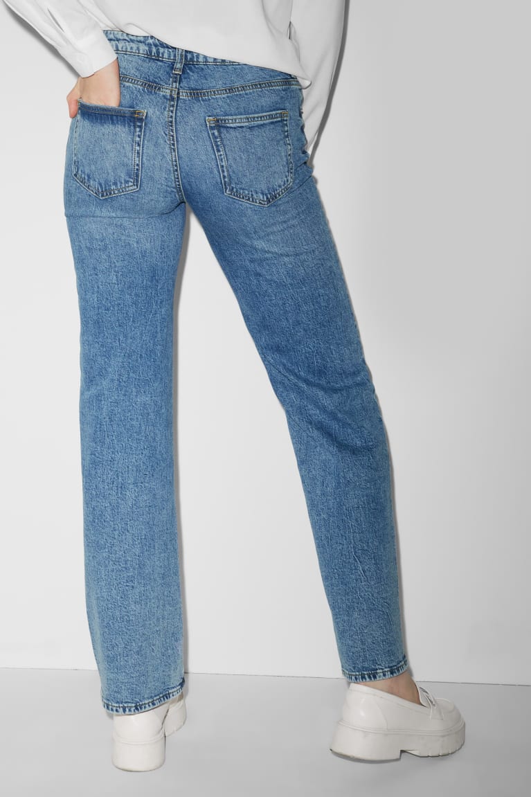 Calça Jeans C&A Clockhouse Largos Leg High Cintura Recycled Feminino Azuis | 86413EMRQ