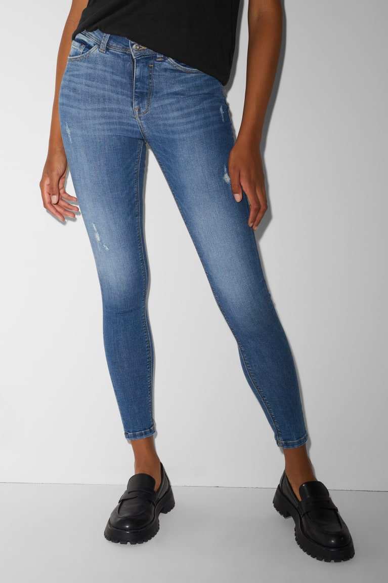 Calça Jeans C&A Clockhouse Magro Medio-rise Cintura Push-up Effect Feminino Azuis | 32784MWPI