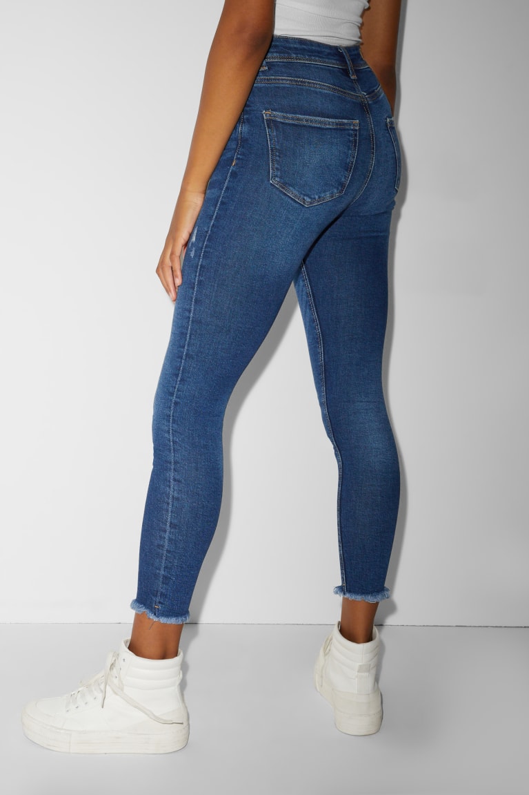 Calça Jeans C&A Clockhouse Magro Super High Cintura Feminino Azuis | 38692ELVS