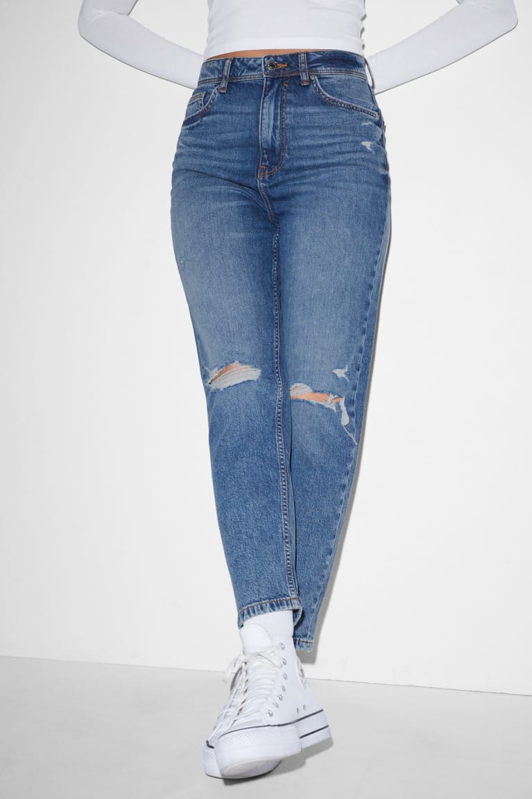 Calça Jeans C&A Clockhouse Mom High Cintura Feminino Azuis | 49056SKRN