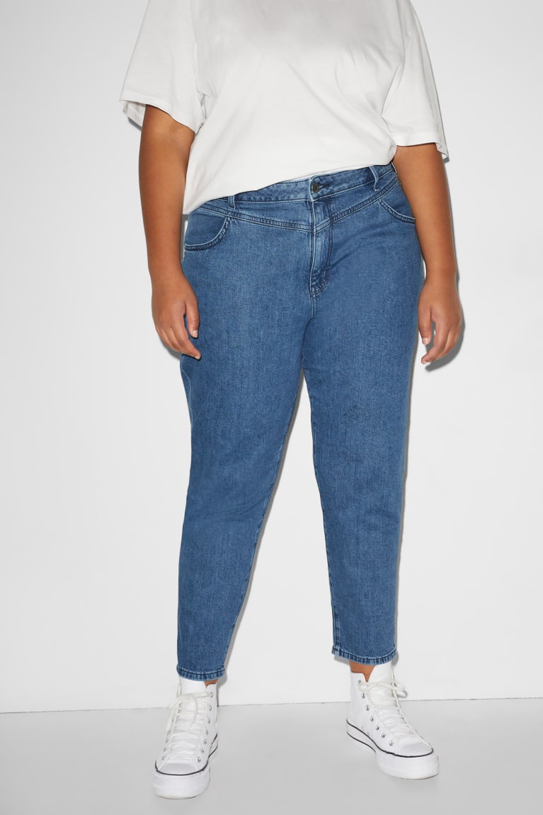 Calça Jeans C&A Clockhouse Mom High Cintura Feminino Azuis | 59083WLER