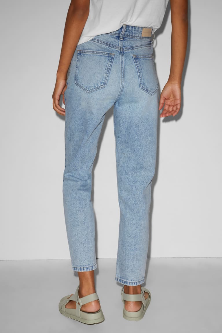 Calça Jeans C&A Clockhouse Mom High Cintura Recycled Feminino Azuis Luz Azuis | 80457UGTP