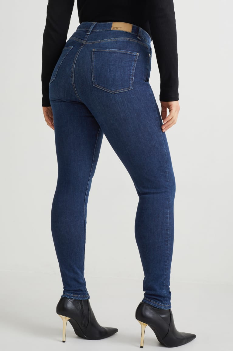 Calça Jeans C&A Curvy High Cintura Magro Fit Lycra® Recycled Feminino Azuis | 91538HVMZ