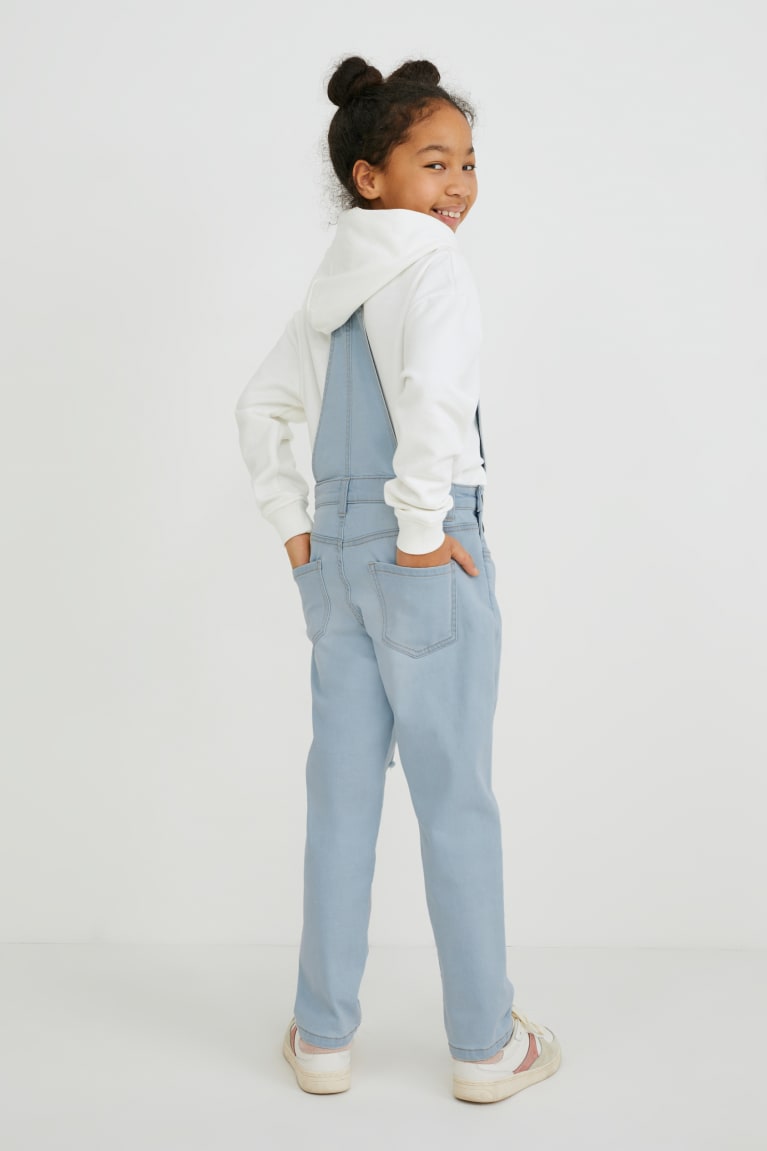 Calça Jeans C&A Denim Dungarees Menina Azuis Luz Azuis | 53067YREH