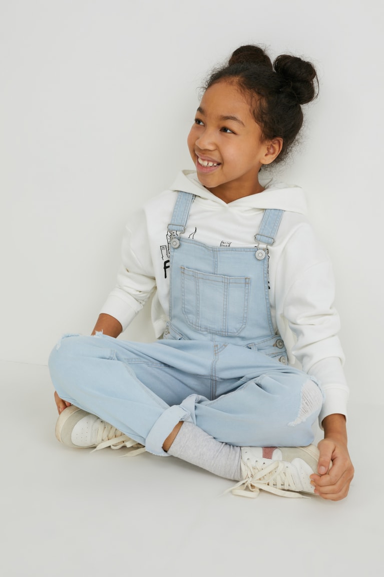 Calça Jeans C&A Denim Dungarees Menina Azuis Luz Azuis | 53067YREH