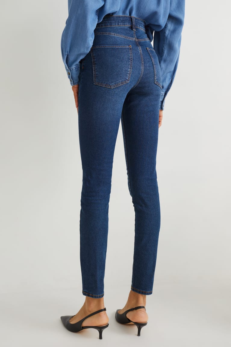 Calça Jeans C&A Jegging High Cintura Lycra® Feminino Azuis | 34516UQZA