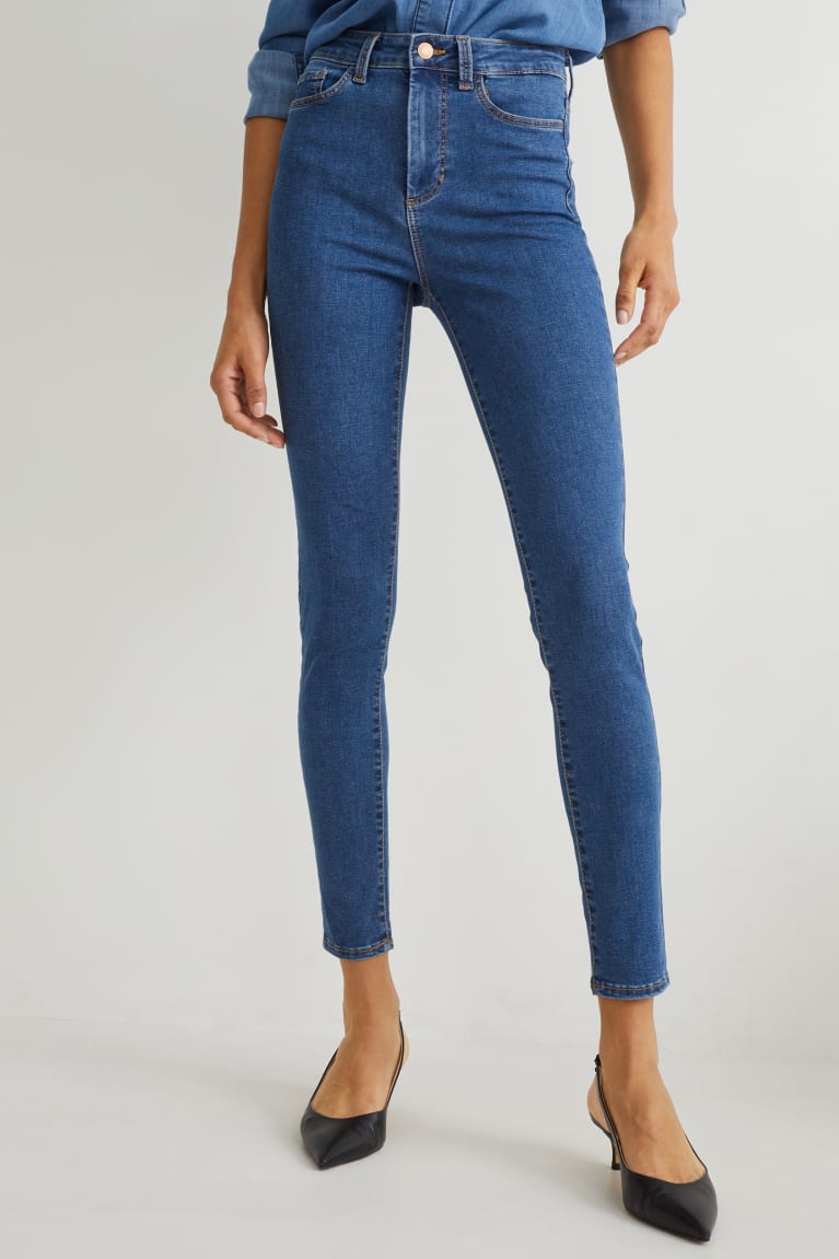 Calça Jeans C&A Jegging High Cintura Lycra® Feminino Azuis | 59183QTSE