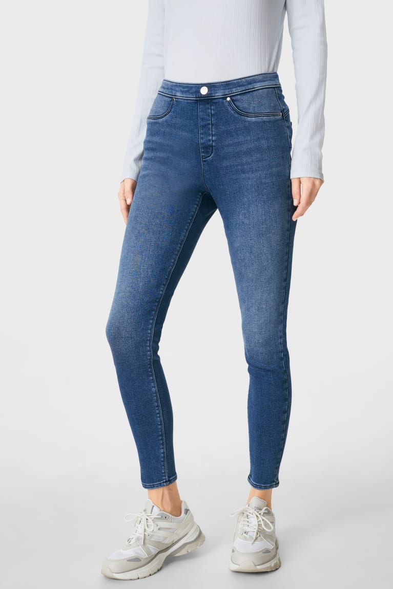 Calça Jeans C&A Jegging Thermal Jeggings Push-up Effect Feminino Azuis | 90517ZMDT