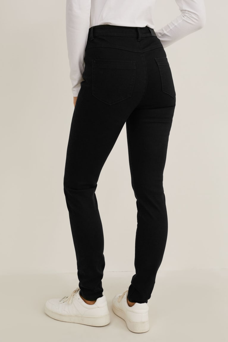 Calça Jeans C&A Magro High Cintura Feminino Pretas | 70419CEHJ