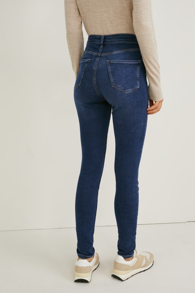 Calça Jeans C&A Magro High Cintura Feminino Azuis | 83695XNCE