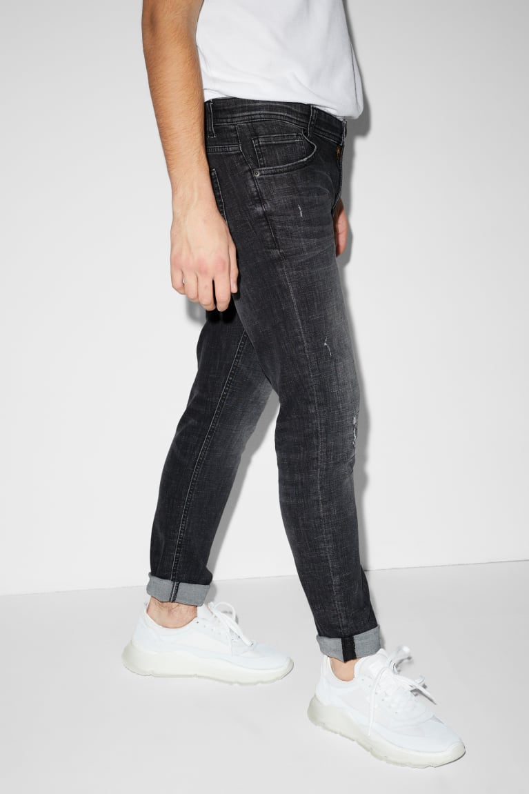 Calça Jeans C&A Magro Lycra® With Recycled Algodão Masculino Azuis Cinzentas | 57382BDTY