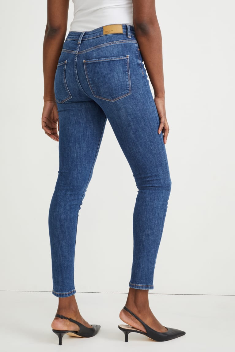 Calça Jeans C&A Magro Medio-rise Cintura Lycra® Feminino Azuis | 47590HLIO