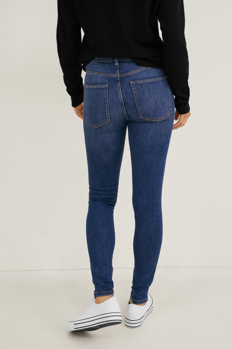 Calça Jeans C&A Magro Medio-rise Cintura Lycra® Feminino Azuis | 92374CKNW