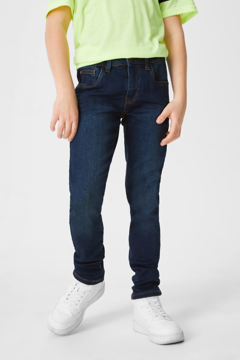 Calça Jeans C&A Magro Organic Algodão Menino Azuis Azuis Escuro | 57294MKVA