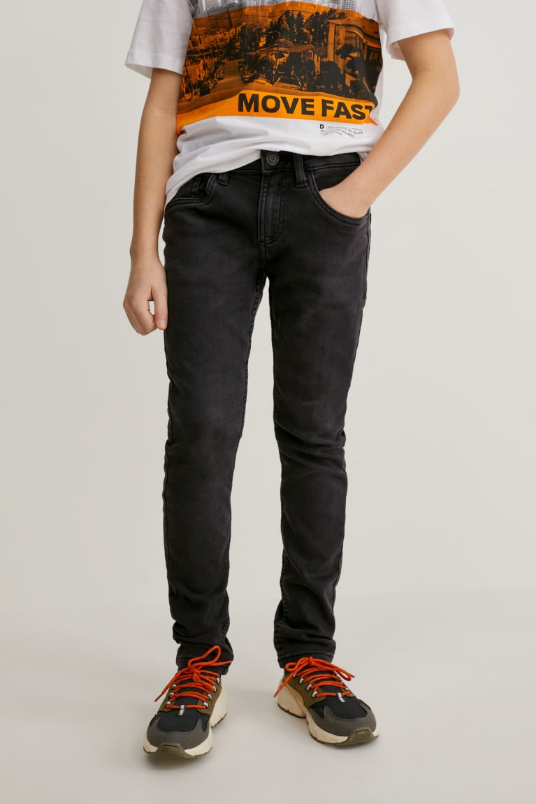 Calça Jeans C&A Magro Organic Algodão Menino Pretas | 61785VBZY