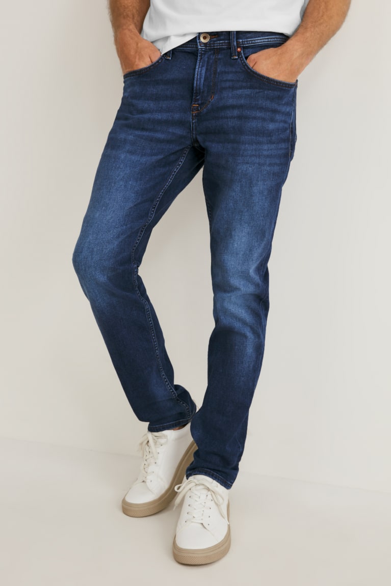 Calça Jeans C&A Slim Coolmax® Ecomade Lycra® Masculino Azuis Azuis Escuro | 07459KHVR