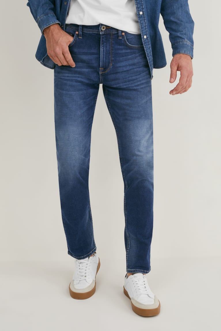 Calça Jeans C&A Slim Coolmax® Ecomade Lycra® Masculino Azuis | 19780WVGR