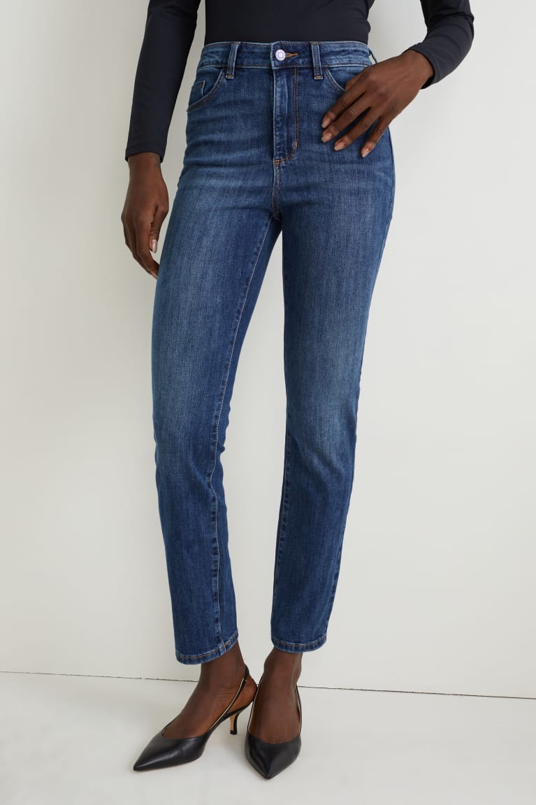 Calça Jeans C&A Slim High Cintura Feminino Azuis | 82697WFRQ