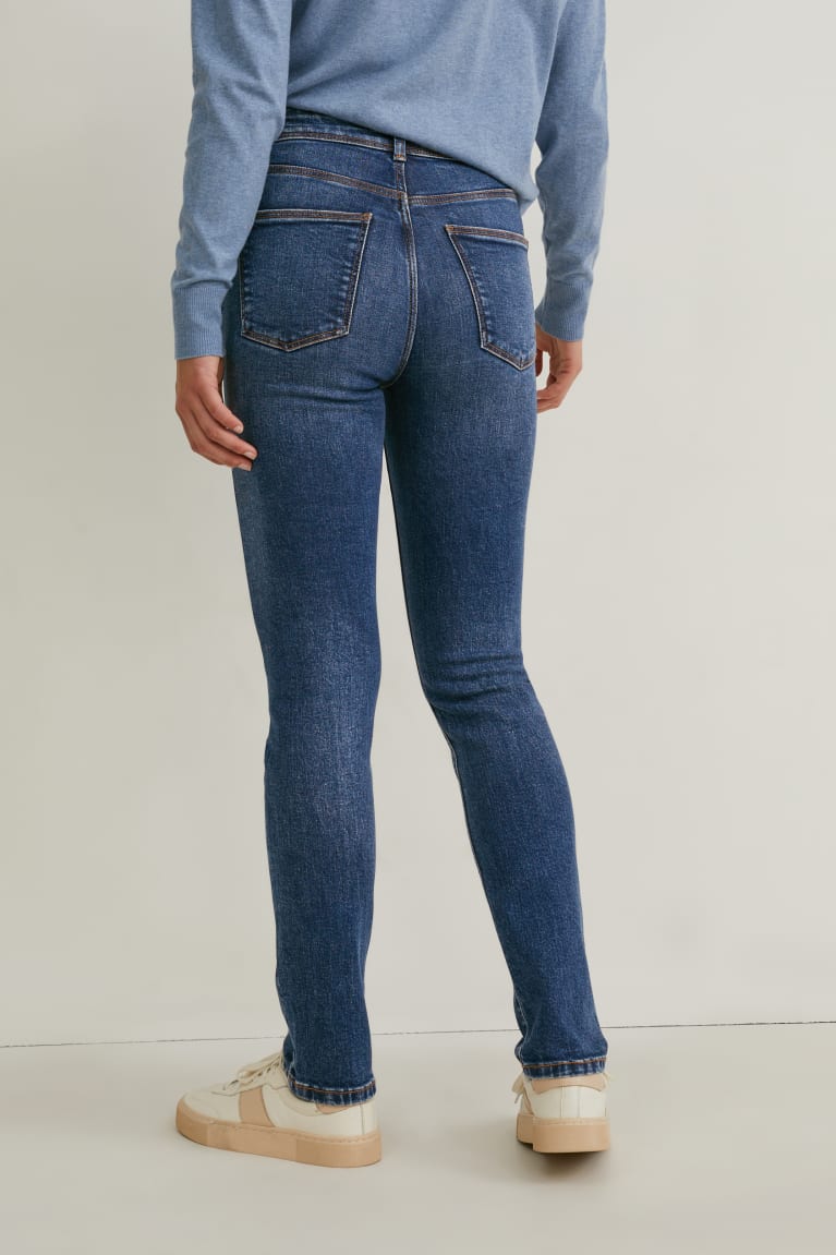 Calça Jeans C&A Slim High Cintura Lycra® Recycled Feminino Azuis | 16847YERI