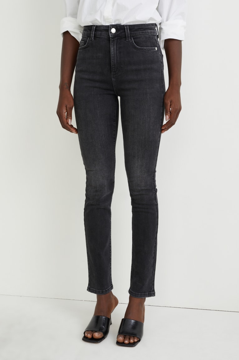 Calça Jeans C&A Slim High Cintura Lycra® Feminino Azuis Cinzentas Escuro | 72983YXAZ