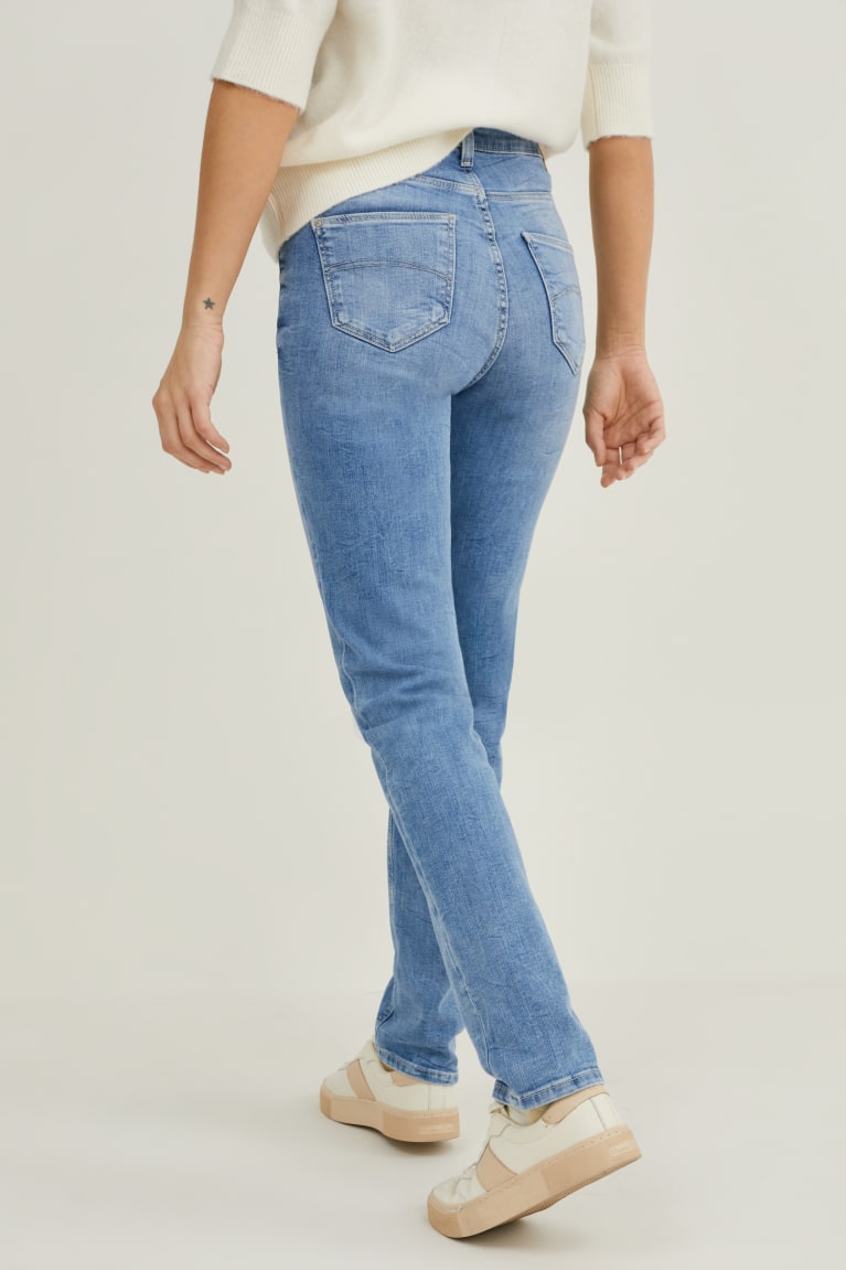 Calça Jeans C&A Slim High Cintura Recycled Feminino Azuis Luz Azuis | 07216NFWA