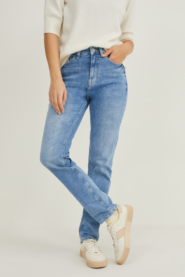 Calça Jeans C&A Slim High Cintura Recycled Feminino Azuis Luz Azuis | 07216NFWA