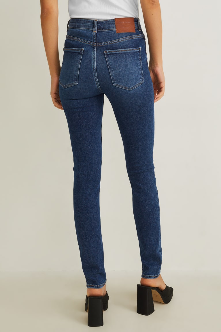 Calça Jeans C&A Slim High Cintura Recycled Feminino Azuis | 75306KNUT