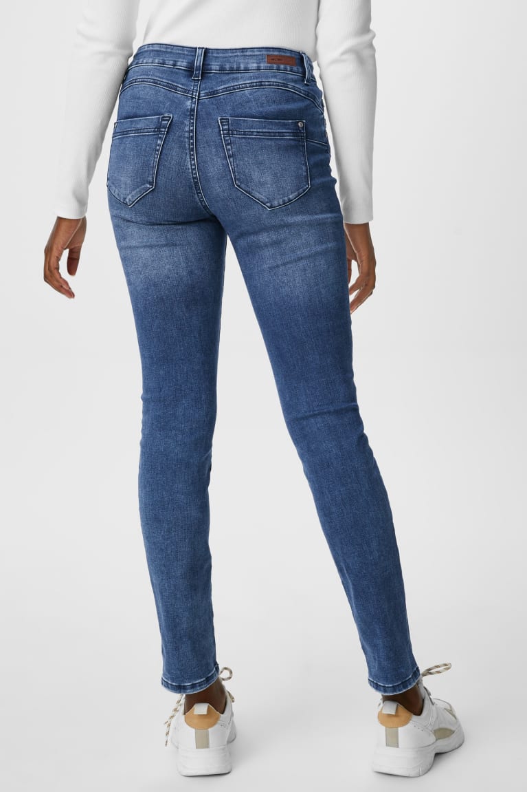 Calça Jeans C&A Slim Medio Cintura Feminino Azuis | 36879DQSK