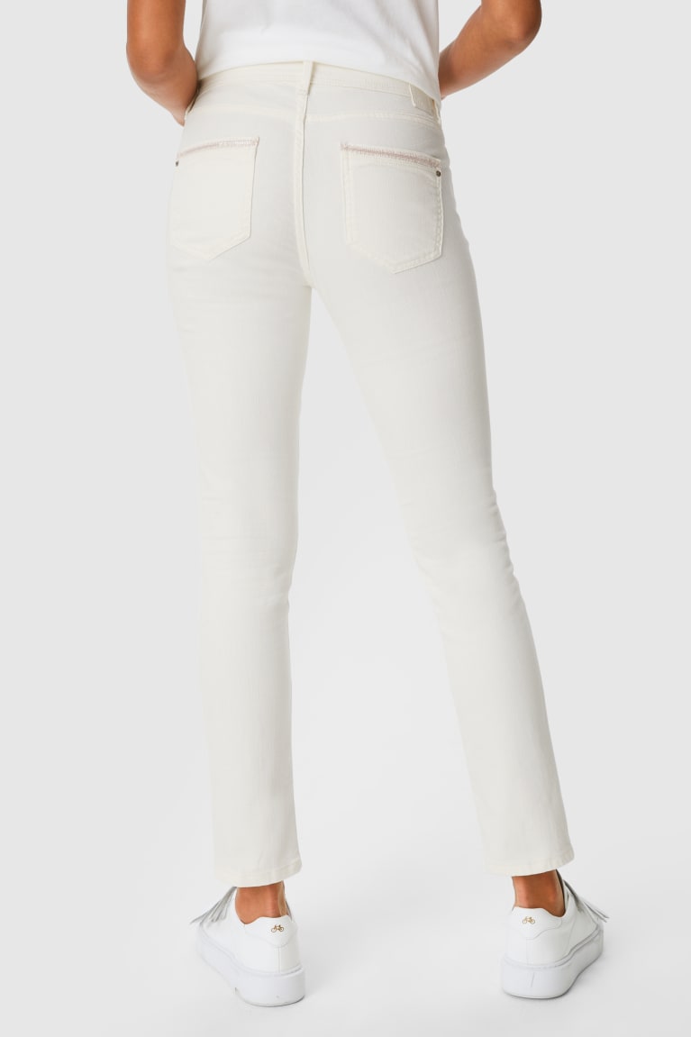 Calça Jeans C&A Slim Shiny Feminino Branco | 82514NOSB