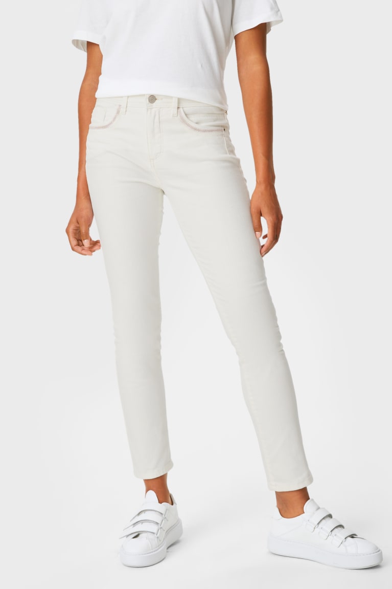 Calça Jeans C&A Slim Shiny Feminino Branco | 82514NOSB