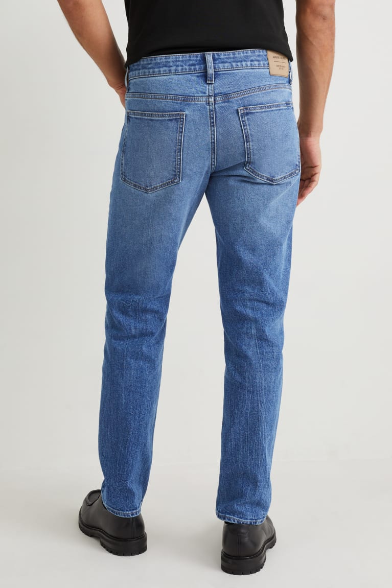 Calça Jeans C&A Tapered Lycra® Masculino Azuis | 87043ZOJN