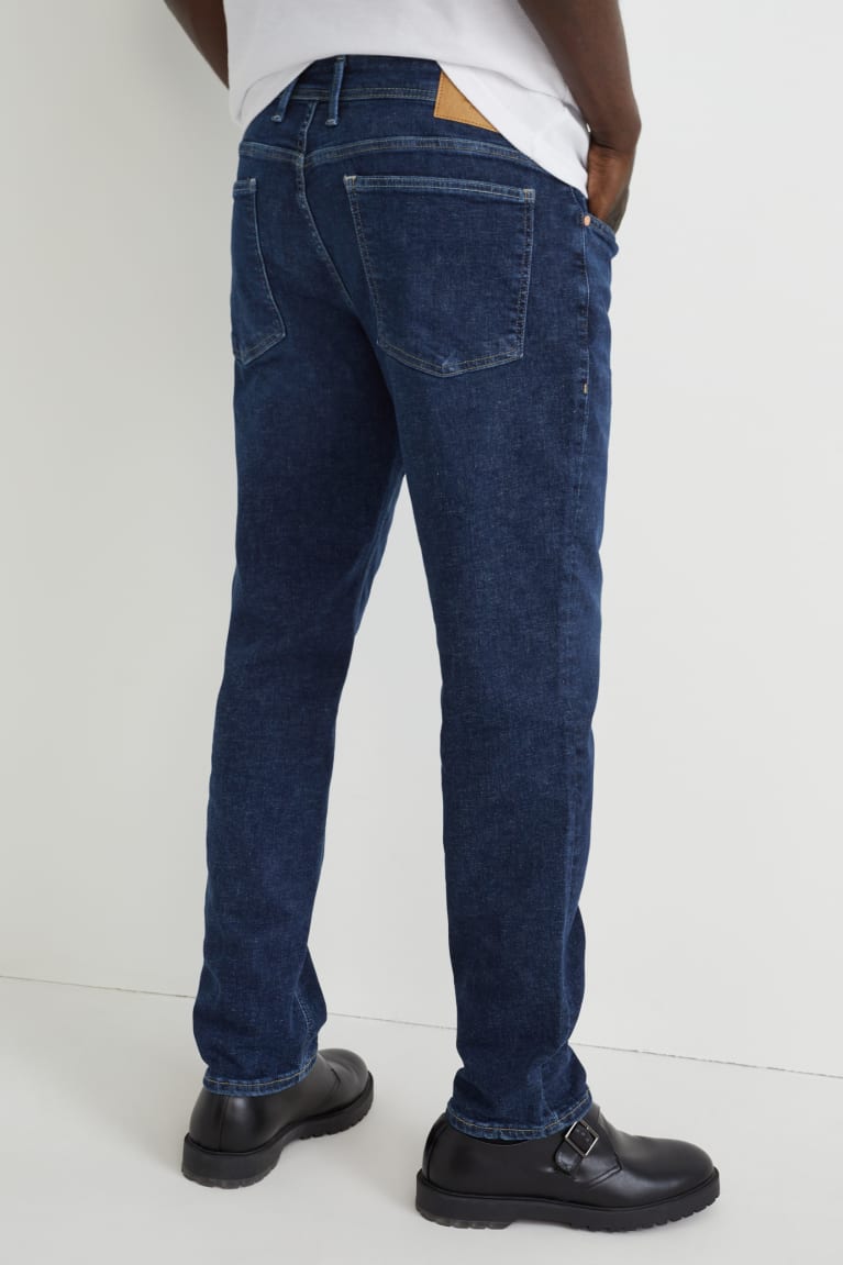 Calça Jeans C&A Tapered With Hemp Fibres Lycra® Masculino Azuis Azuis Escuro | 70685EXSJ