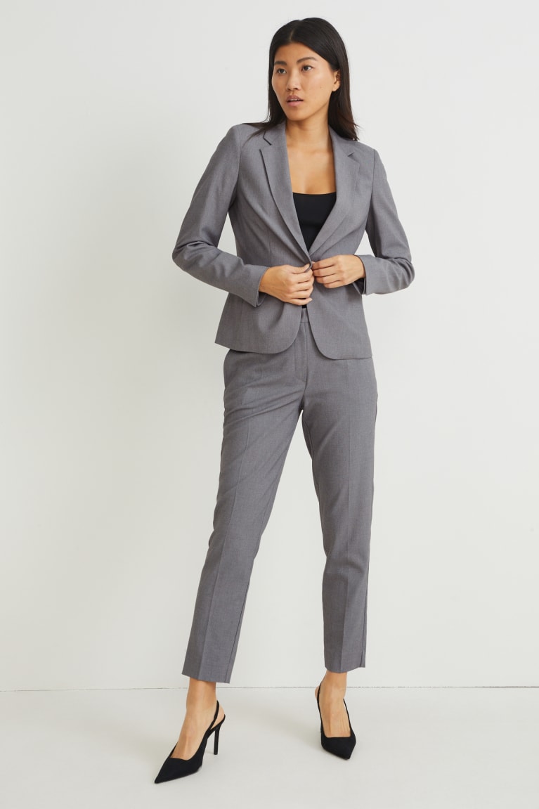 Calças C&A Business Medio-rise Cintura Slim Fit Recycled Feminino Cinzentas | 87940QDPZ