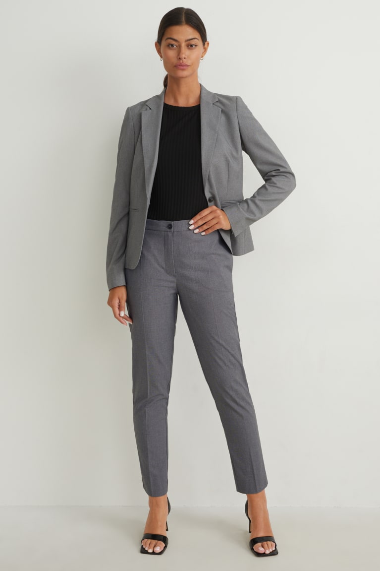 Calças C&A Business Medio-rise Cintura Slim Fit Feminino Cinzentas | 95402PKBW