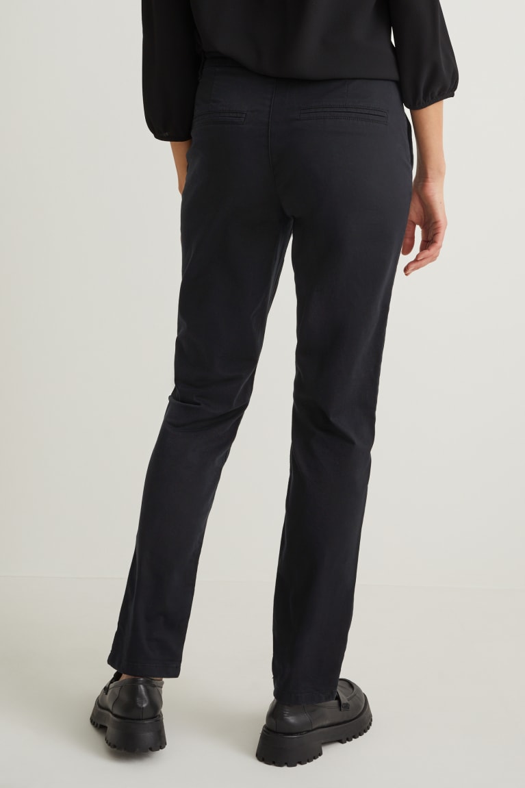 Calças C&A Chinos Medio-rise Cintura Feminino Pretas | 81405YQJI