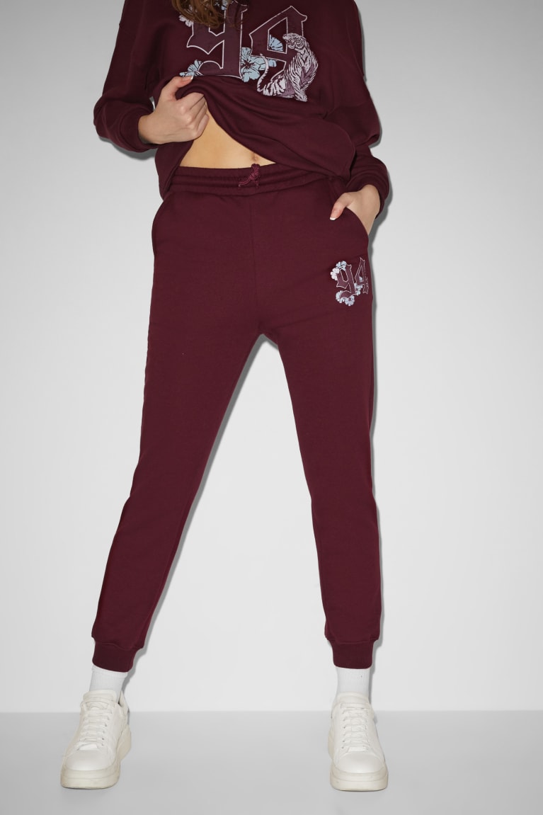 Calças C&A Clockhouse Joggers Feminino Bordeaux | 61485YLSX