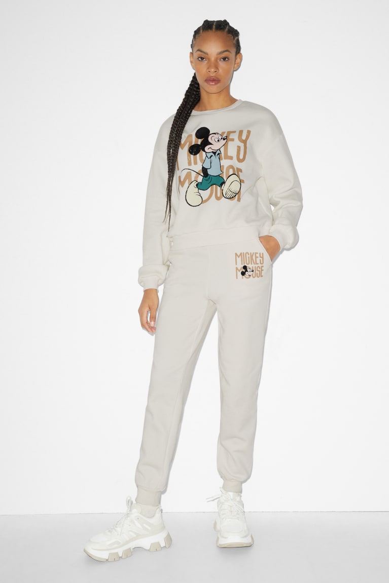 Calças C&A Clockhouse Joggers Mickey Mouse Feminino Branco | 02946YKHM