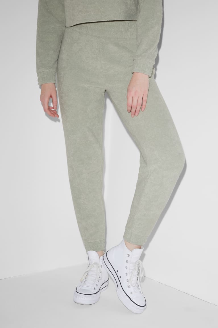 Calças C&A Clockhouse Terry Cloth Joggers Feminino Menta Verdes | 71064BQAS