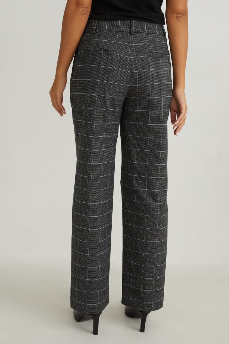 Calças C&A Cloth High Cintura Recycled Check Feminino Cinzentas Bege | 84092VRQA