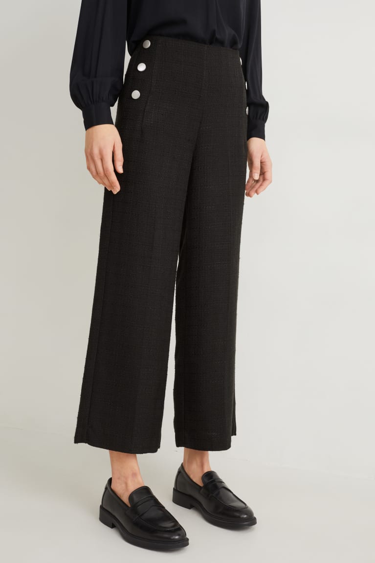 Calças C&A Culottes High Cintura With Recycled Polyester Feminino Pretas | 35620UFVO