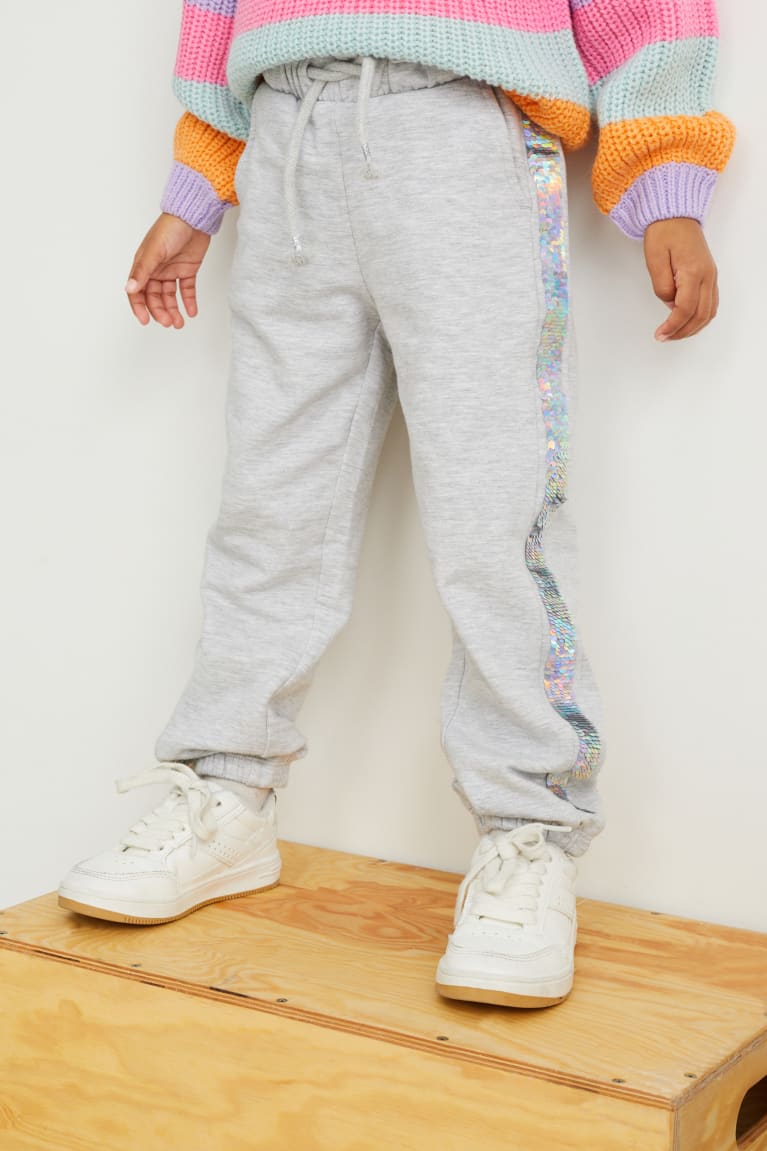 Calças C&A Joggers Shiny Menina Luz Cinzentas | 07981GNUC