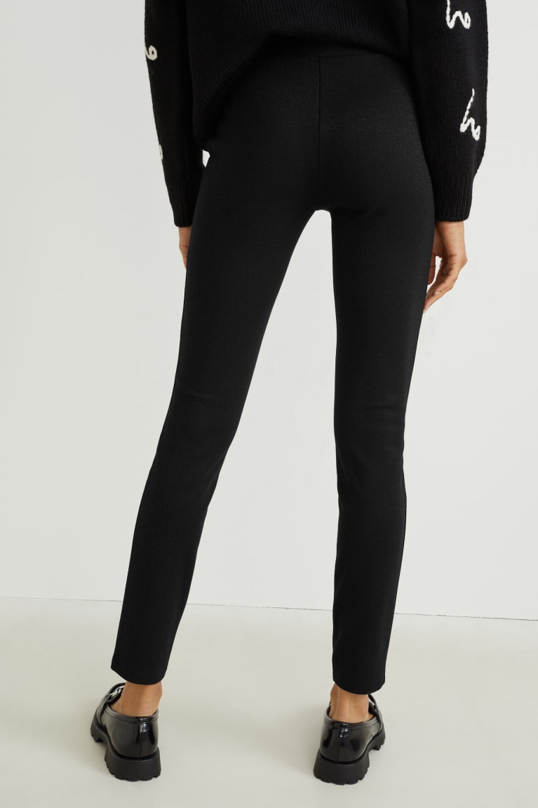 Calças C&A Leggings Feminino Pretas | 08624FLSJ