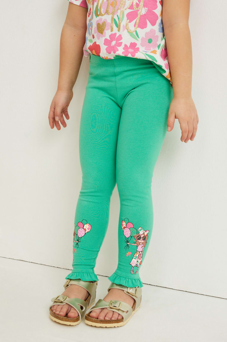 Calças C&A Multipack Of 2 Leggings Menina Verdes | 63412KMPC