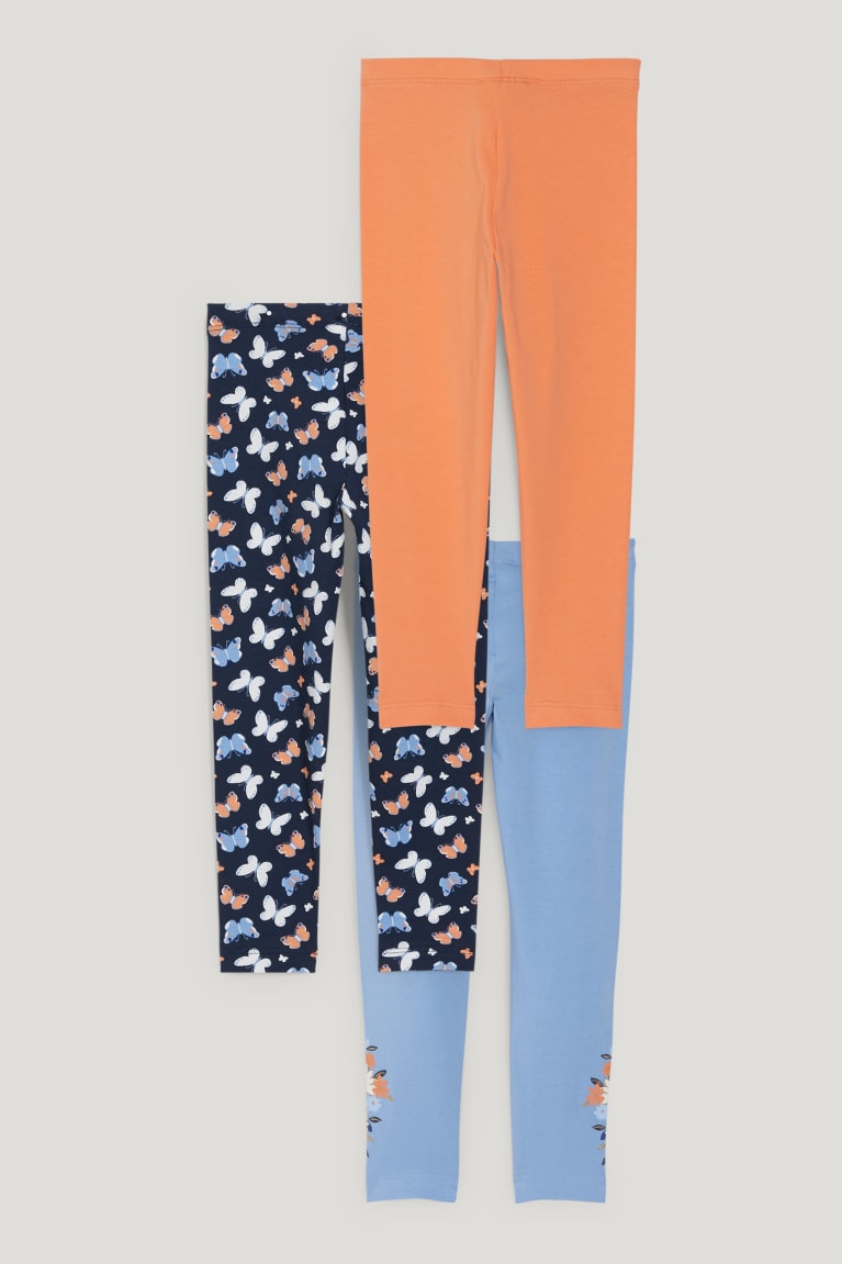 Calças C&A Multipack Of 3 Leggings Menina Azuis | 08137WVEJ