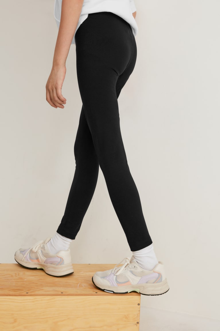 Calças C&A Multipack Of 3 Leggings Menina Pretas | 43720MXBQ