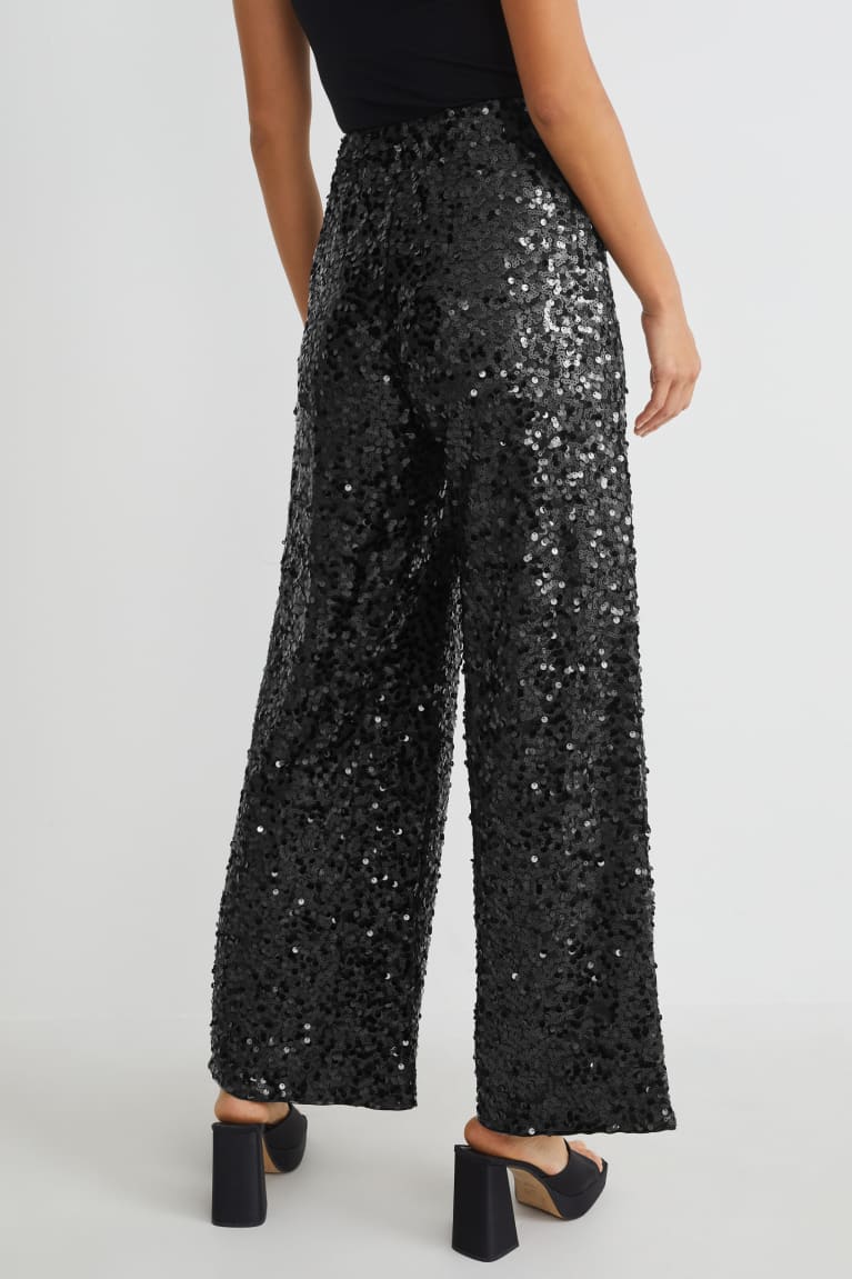 Calças C&A Sequin Feminino Pretas | 92167MUOY