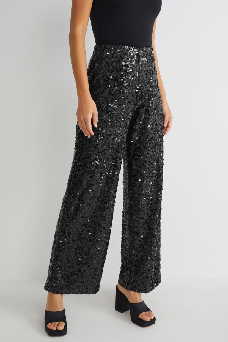 Calças C&A Sequin Feminino Pretas | 92167MUOY