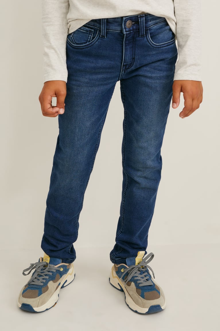 Calças C&A Slim Thermal Jog Denim Menino Azuis | 42317ELYU