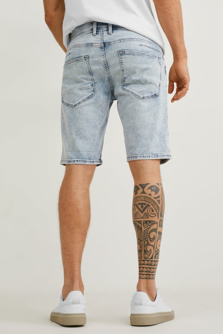 Calções C&A Denim Flex Jog Denim Masculino Azuis Luz Azuis | 45987ARYM