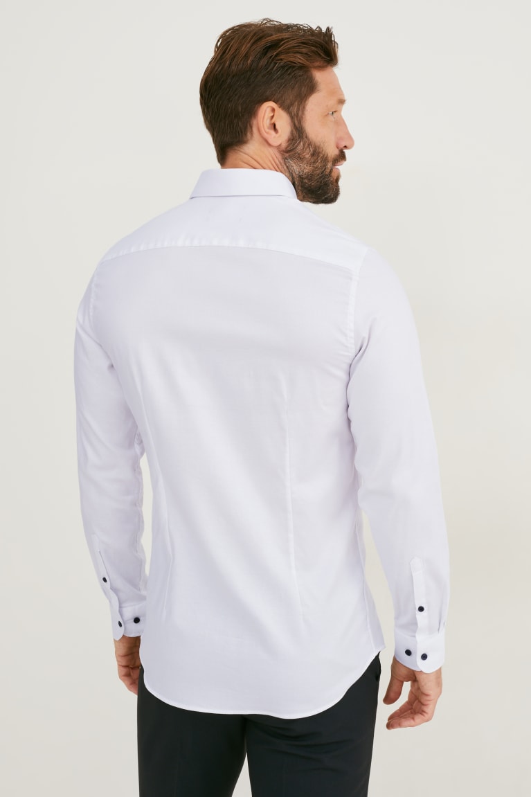 Camisas C&A Business Body Fit Cutaway Collar Flex Organic Algodão Masculino Branco | 38057RFCS